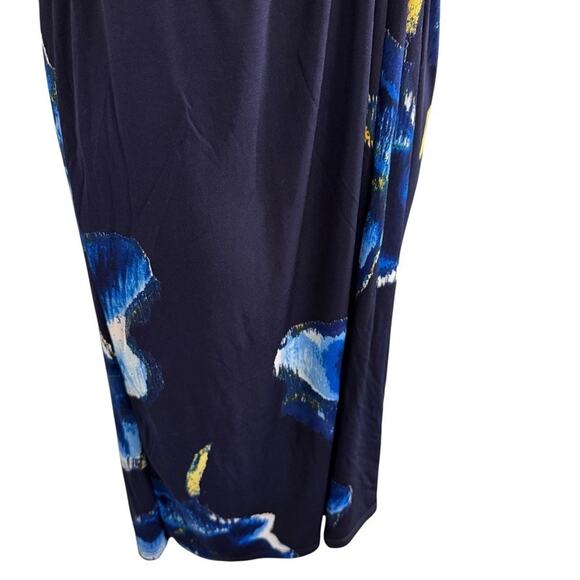 INC International Concepts Navy Floral Jersey Knit V-Neck Short Sleeve Dress 2X - Picture 2 of 16